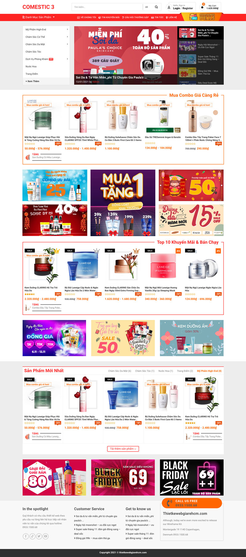 Template trang chủ giao diện web comestic 3